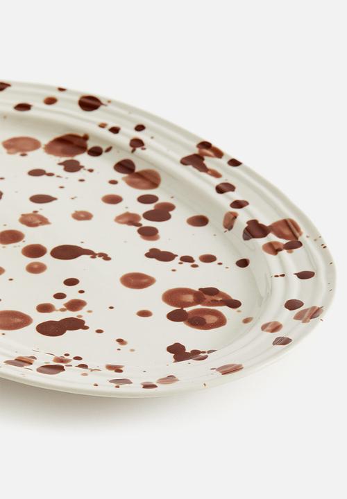 H&M - Speckled-glaze stoneware serving plate - white speckled