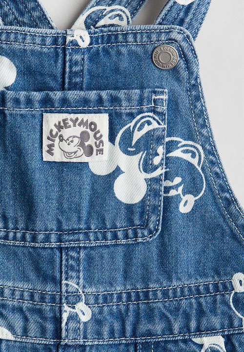 H&M - Printed denim dungarees - denim blue mickey mouse