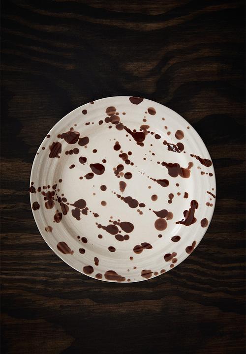 H&M - Stoneware plate - brown spotted