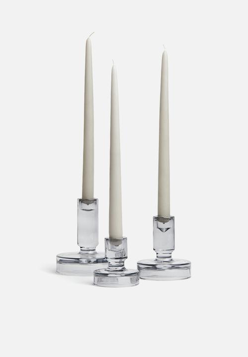 H&M - Glass candlestick - grey