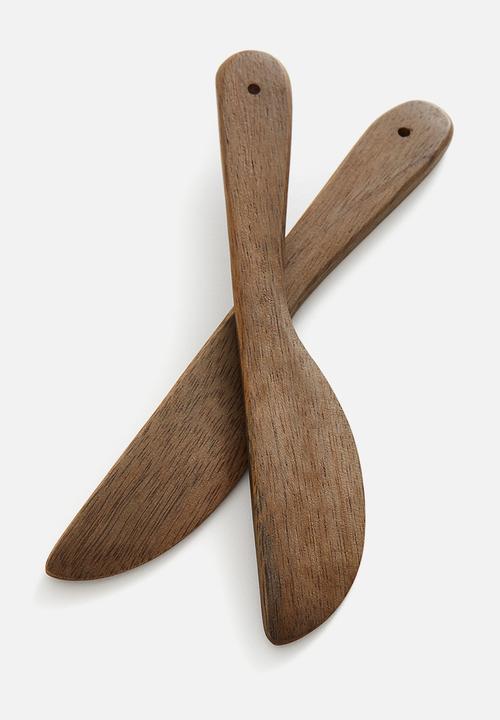 H&M - 2-Pack wooden butter knives - brown