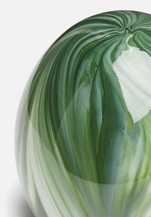 H&M - Large glass sculpture - green patterned 