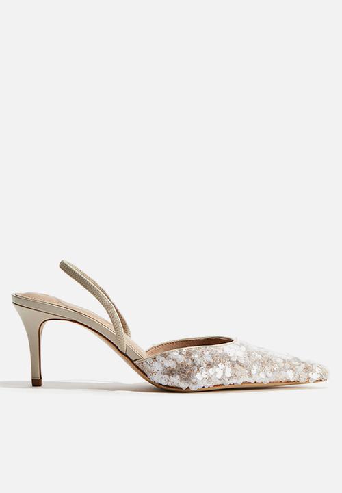 H&M - Sequined slingback court shoes - light beige