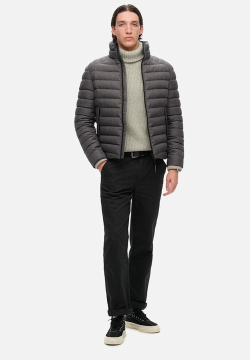 Superdry. - Tweed fuji padded jacket - charcoal marl