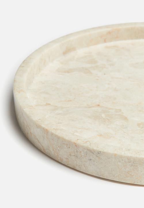 H&M - Round marble tray -  cream/marbled