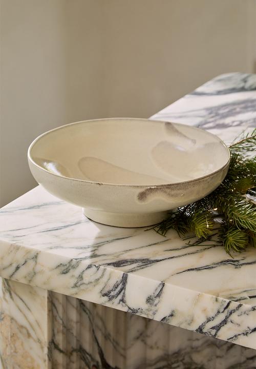 H&M - Large terracotta serving bowl - light greige