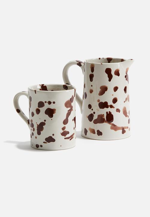 H&M - Speckled-glaze stoneware jug -  white/speckled 
