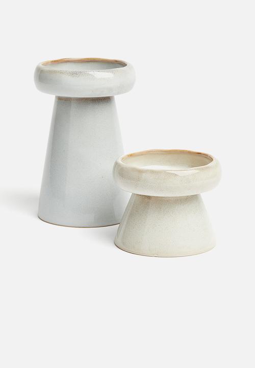 H&M - Stoneware candlestick - white