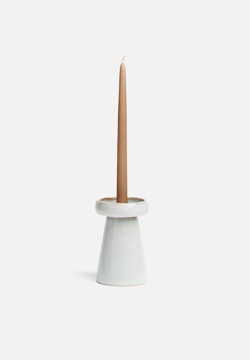 H&M - Stoneware candlestick - white