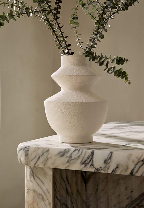 H&M - Tall angular stoneware vase - white