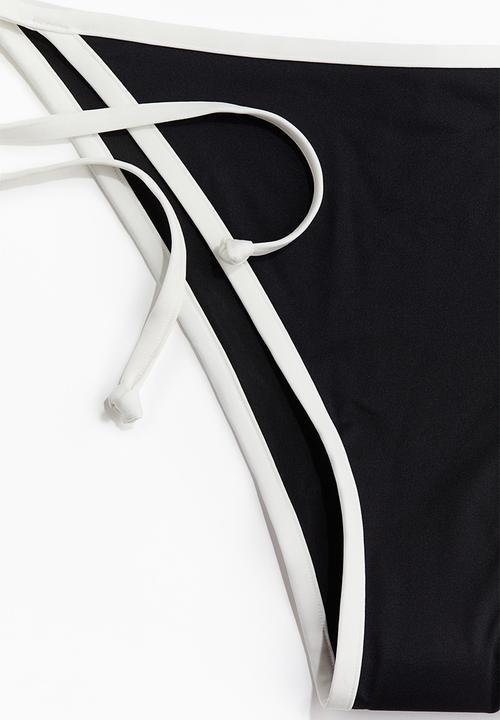 H&M - Tie tanga bikini bottoms - black & white
