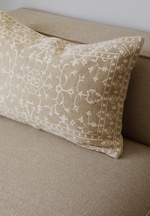 H&M - Patterned cotton canvas cushion cover - beige/patterned