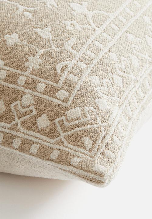 H&M - Patterned cotton canvas cushion cover - beige/patterned