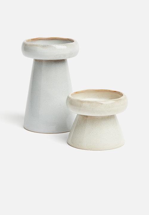 H&M - Small stoneware candlestick - beige