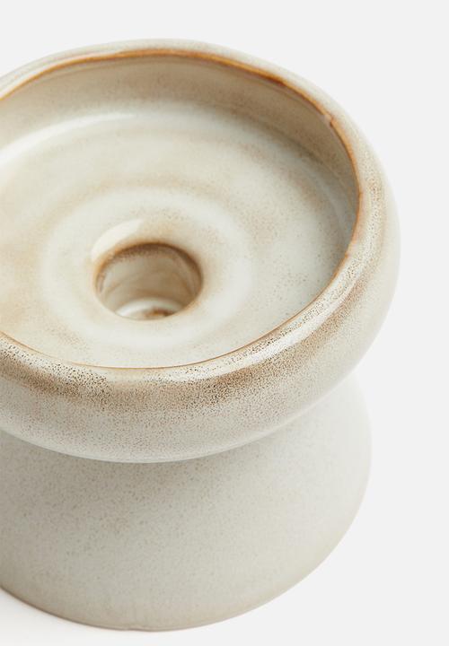 H&M - Small stoneware candlestick - beige