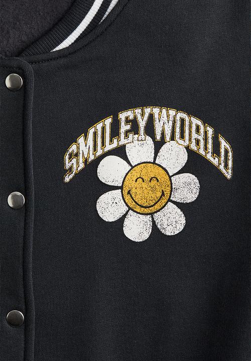 H&M - Printed sweatshirt baseball jacket - dark grey smileyworld®