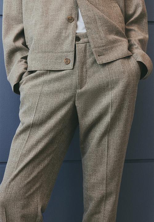 H&M - Regular fit tailored trousers - beige marl 