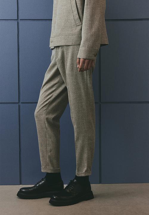 H&M - Regular fit tailored trousers - beige marl 