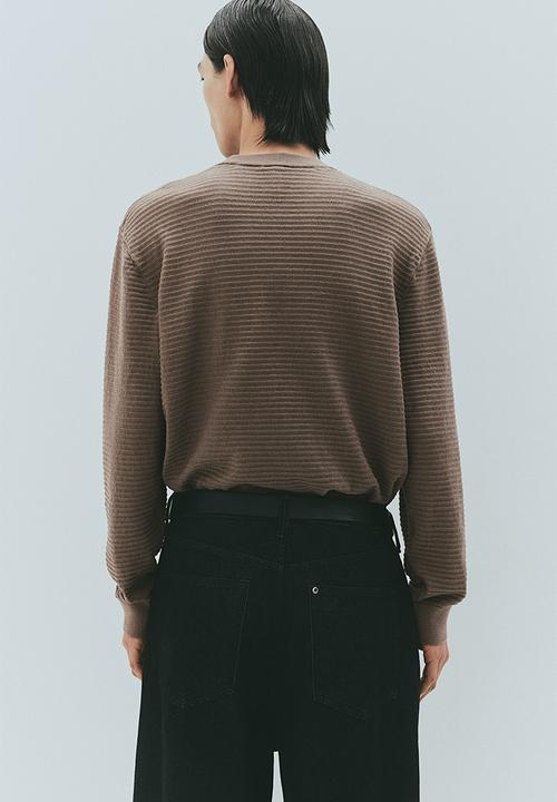 H&M - Regular fit textured-knit jumper - dark beige