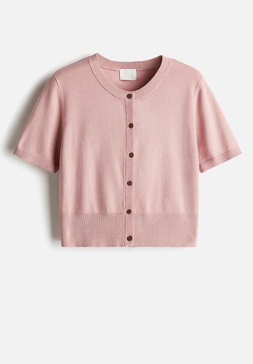 H&M - Short-sleeved cardigan - dusty pink