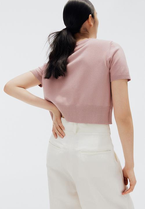 H&M - Short-sleeved cardigan - dusty pink