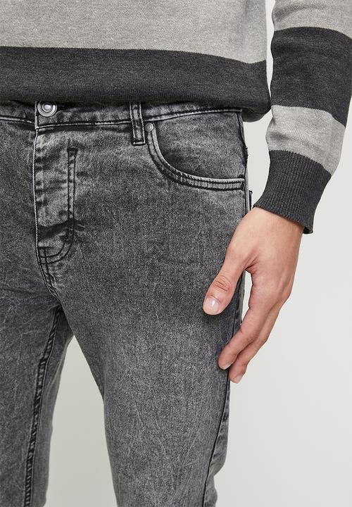 Brave Soul - Denim Skinny Lux  Jeans - Grey Acid Wash