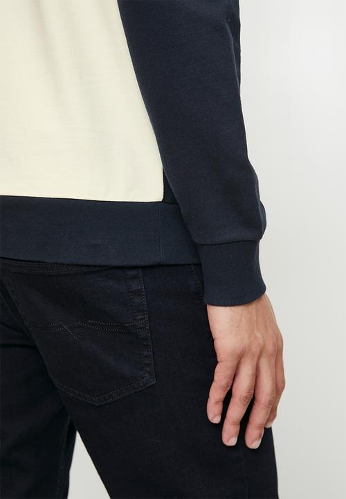 POLO - Mens Colour Block Long sleeve Sweater - Burgundy