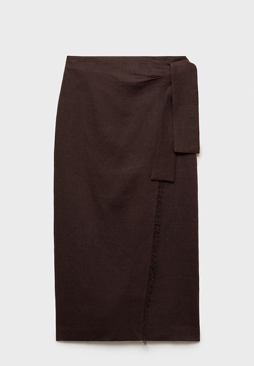 MANGO - Skirt Pareo - Dark Brown