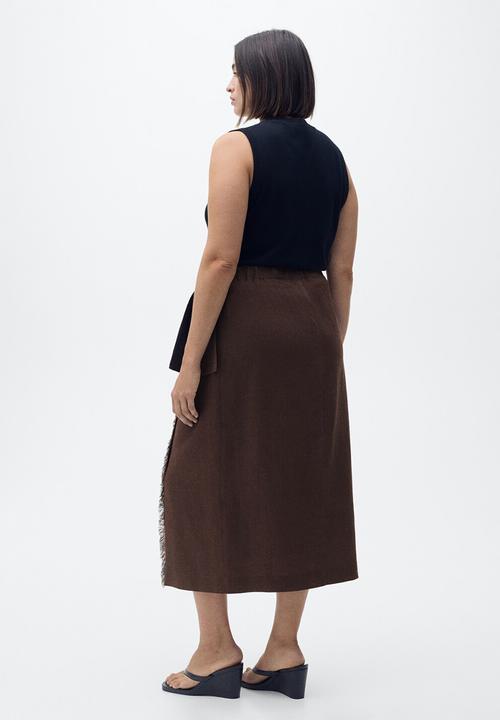 MANGO - Skirt Pareo - Dark Brown