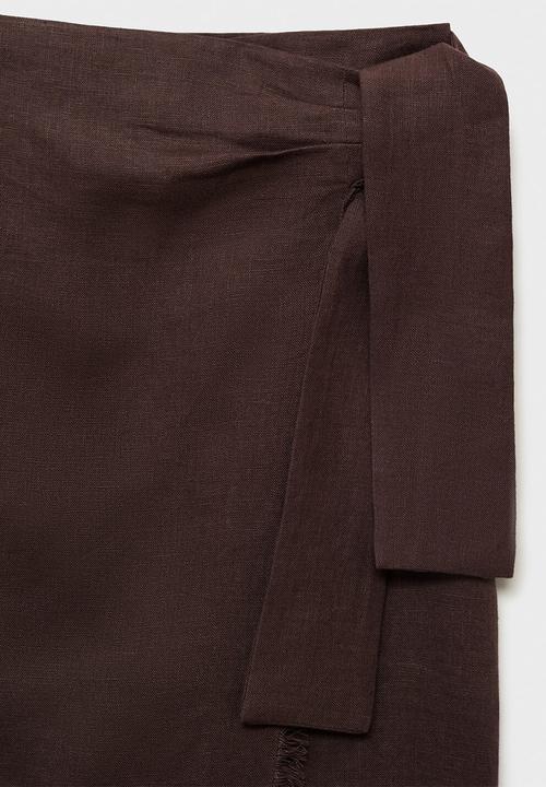 MANGO - Skirt Pareo - Dark Brown