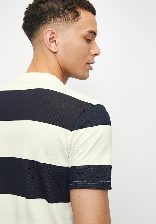 POLO - Mens Pjc Short Sleeve Striped Tee - Navy & White