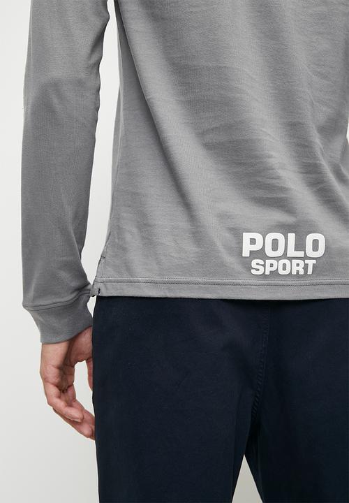 POLO - Men Sport Long Sleeve Logo Tee - Charcoal
