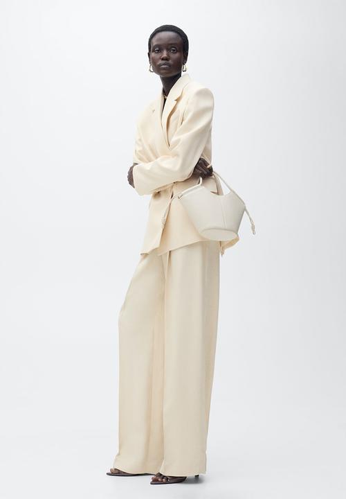 MANGO - Trousers Suki - Light Pastel Yellow