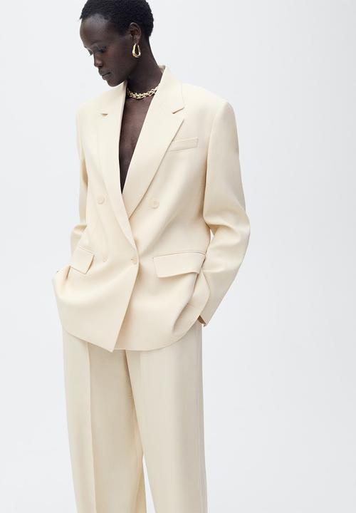 MANGO - Trousers Suki - Light Pastel Yellow