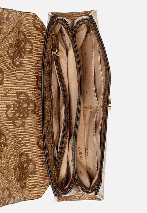 GUESS - Queensland top handle flap-latte logo