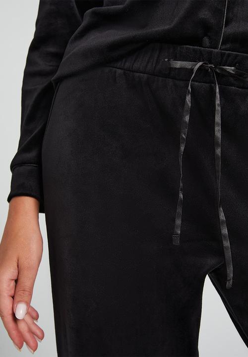 Hunkemoller - Pants velours piping - black