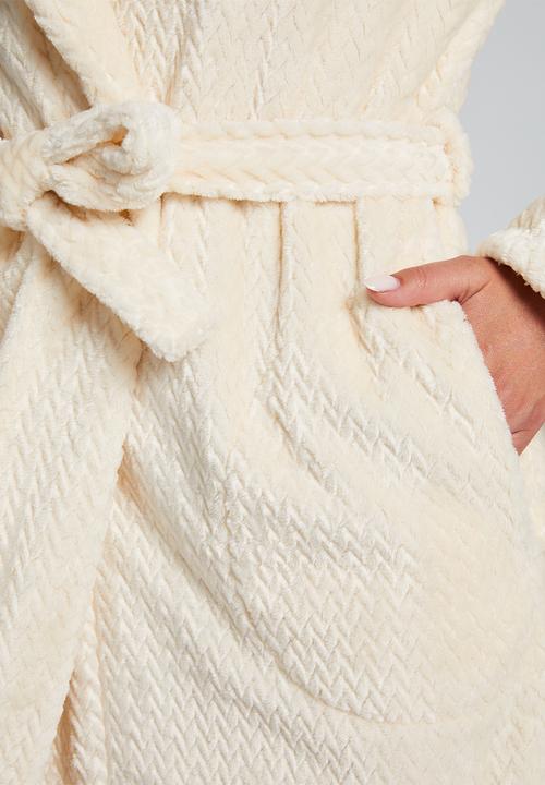 Hunkemoller - Robe short jacquard fleece - white
