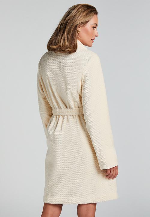 Hunkemoller - Robe short jacquard fleece - white