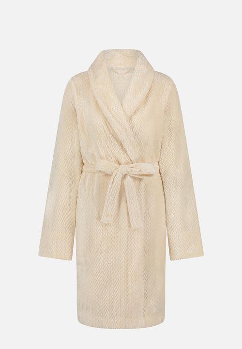 Hunkemoller - Robe short jacquard fleece - white