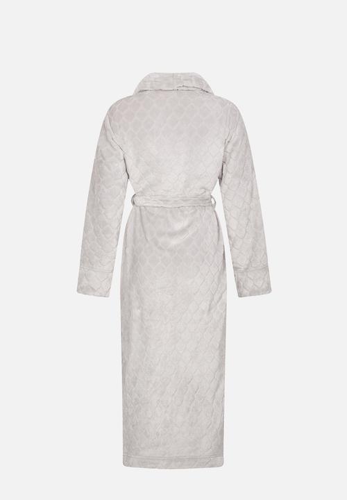 Hunkemoller - Robe fleece long emb honeycomb - grey