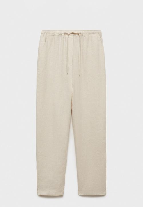 MANGO - Trousers Linen - Light Pastel Gray
