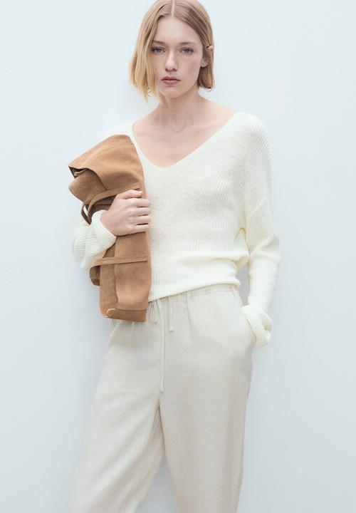 MANGO - Trousers Linen - Light Pastel Gray