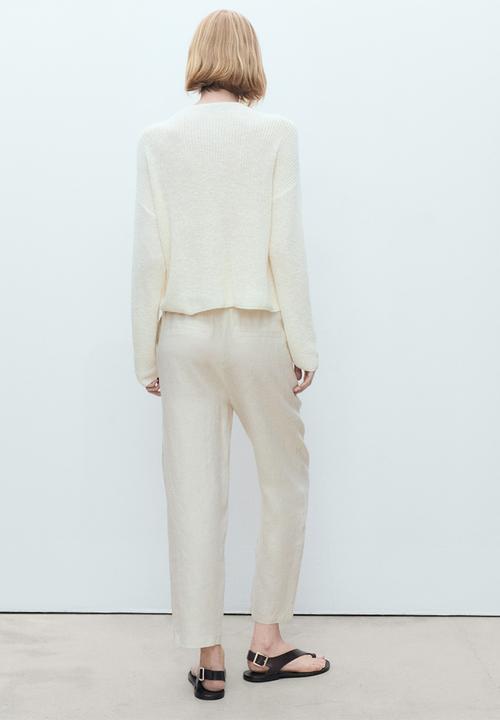 MANGO - Trousers Linen - Light Pastel Gray