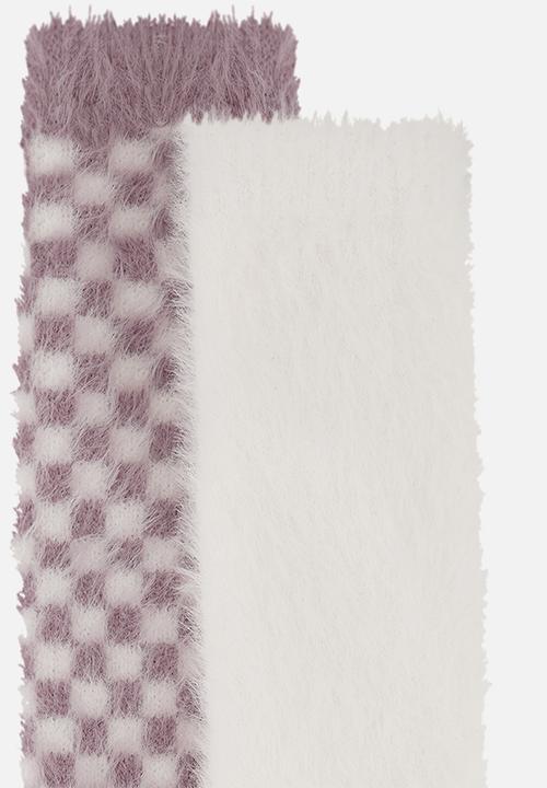 Hunkemoller - 2 Pack todney long cosy socks - purple & white