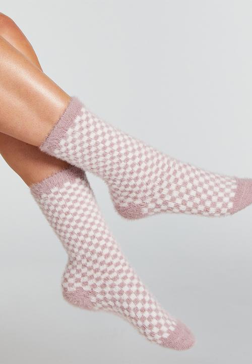 Hunkemoller - 2 Pack todney long cosy socks - purple & white