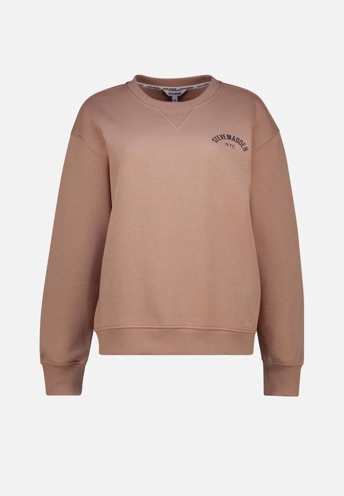 Steve Madden - Amelia oversized crew neck fleece sweat - biscuit