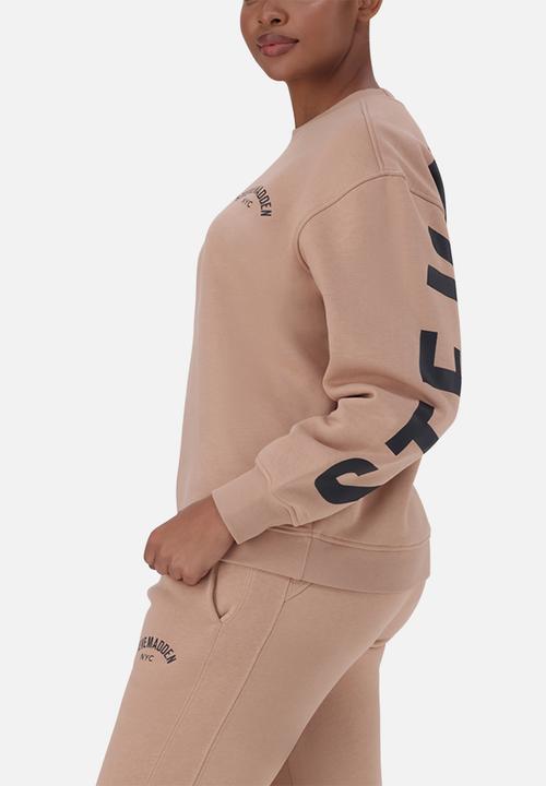Steve Madden - Amelia oversized crew neck fleece sweat - biscuit