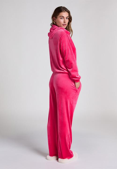 Hunkemoller - Jacket hoody long sleeve velours - pink