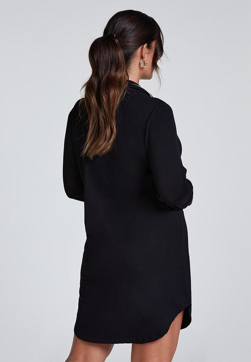 Hunkemoller - Shirt dress long sleeve jersey essential - black