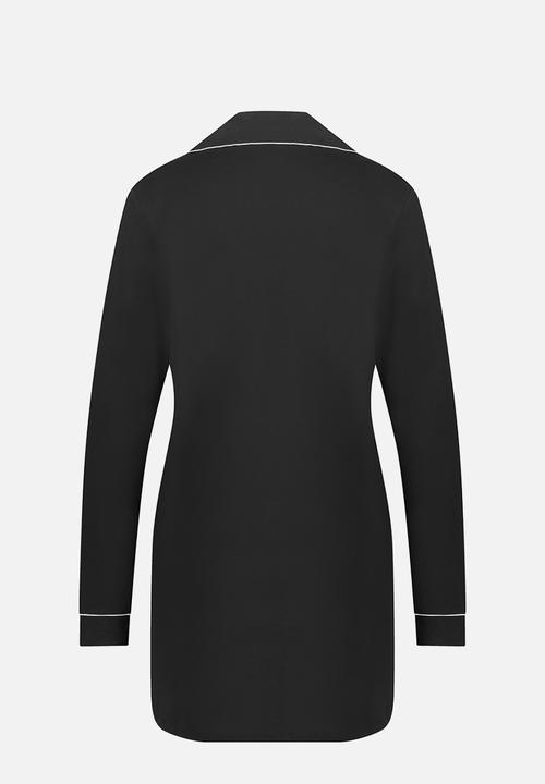 Hunkemoller - Shirt dress long sleeve jersey essential - black